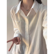 批发法式白色亚麻防晒衬衫女<b class='q'>夏季</b>薄款高级感宽松休闲长袖棉麻衬衣外套