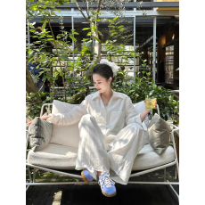 批发法式复古老钱风亚麻衬衫女<b class='q'>夏季</b>外穿薄款宽松长袖防晒衬衣外套上衣