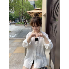 批发法式白色亚麻衬衫女<b class='q'>夏季</b>薄款宽松老钱风高端棉麻衬衣防晒上衣
