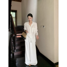 批发法式复古老钱风亚麻衬衫女夏季外穿薄款宽松长袖防晒衬衣外套上衣