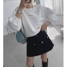 批发韩国ins 时尚气质百搭<b class='q'>衬衫</b>袖子拼接卫衣