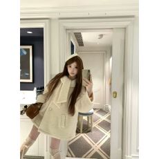 批发冬季气质氛围感甜美宽松保暖中长款大衣新款外穿百搭羊羔毛外套女