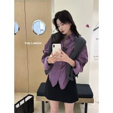 批发THE LIMON韩版复古多色灯芯绒衬衫女秋季ins百搭宽松显瘦长袖衬衣