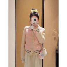 批发冬季小香风别致粉色拼接针织棉<b class='q'>服外套</b>女甜美休闲轻薄立领<b class='q'>棒球</b>棉袄