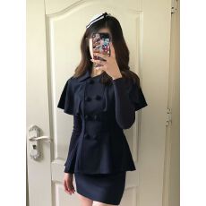 批发千金归来 修身小众斗篷<b class='q'>娃娃</b>领短上衣+千金风百搭半身<b class='q'>裙</b>两件套女