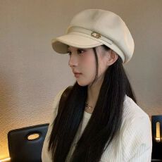 批发日系复古文艺风黑色鸭舌贝雷帽女<b class='q'>休闲</b>百搭气质显脸小八角云朵帽子