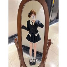 批发韩系学院风套装裙新款小众百搭衬衫上衣修身长袖<b class='q'>外套</b>洋气显瘦短裙