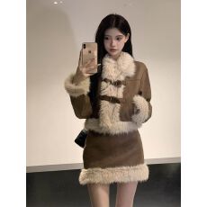 批发秋冬季新款女装韩剧小香风美拉德穿搭盐系<b class='q'>轻熟</b>冬裙夹棉两件套装裙