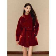 批发独特超好看毛呢外套女2025秋冬季新款设计感小个子短款呢子大衣