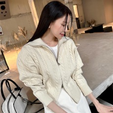 批发货<b class='q'>韩版</b> 复古气质立领宽松休闲长袖针织麻花<b class='q'>毛衣</b>外套女