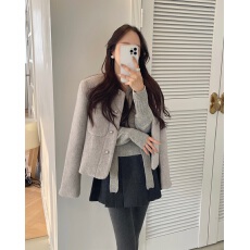 批发货韩国ins <b class='q'>时尚</b>气质百搭双口袋毛呢外套