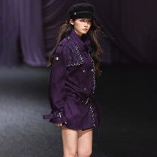 批发韩系麂皮绒立领宽松风衣外套秋<b class='q'>冬</b>季新款高级感菱格刺绣收腰夹克女