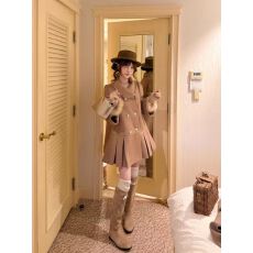 批发千金斗篷毛呢外套呢子大衣气质秋冬新款<b class='q'>甜美</b>收腰保暖大衣设计高级