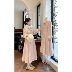 批发富家千金大小姐温柔名媛风高级小香风毛领大衣收腰外套秋<b class='q'>冬</b>款保暖