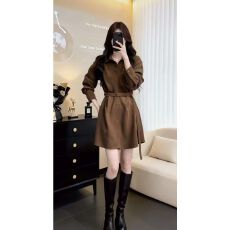 批发法式气质御姐甜美千金高级感名媛收腰棕色加厚中长款呢子外套秋冬
