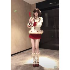 新中式复古风千金马年新款长袖宽松卫衣红色A字包臀短裙两件套装