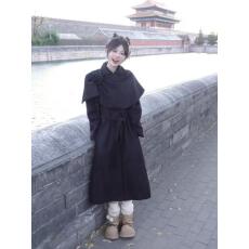 批发富家千金小洋装<b class='q'>套装</b>秋冬穿搭一整套毛呢大衣女小个子斗篷两件套女