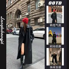 批发高级感黑色皮衣大衣女2026年<b class='q'>秋</b>冬宽松机车服风衣中长款西装外套