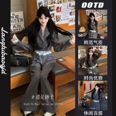 批发上班通勤穿搭职业西装套装<b class='q'>女装</b>春季气质短款外套阔腿休闲裤两件套