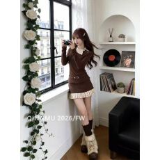 批发韩风chic一整套清纯富家千金miu系穿搭美拉德小香风套装连衣裙子