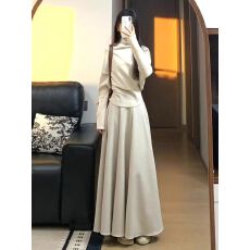 批发法式气质温柔千金风针织连衣裙女<b class='q'>秋</b>冬2026新款半高领内搭套装长裙