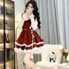 批发秋季氛围感多巴胺连衣<b class='q'>裙</b><b class='q'>修身</b>百搭长袖打底衫上衣小个子气质套装女