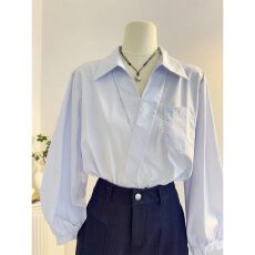 批发法式V领长袖<b class='q'>衬衫</b><b class='q'>女</b>2026秋设计感宽松休闲<b class='q'>职业</b>通勤<b class='q'>衬衣</b>灯笼袖上衣