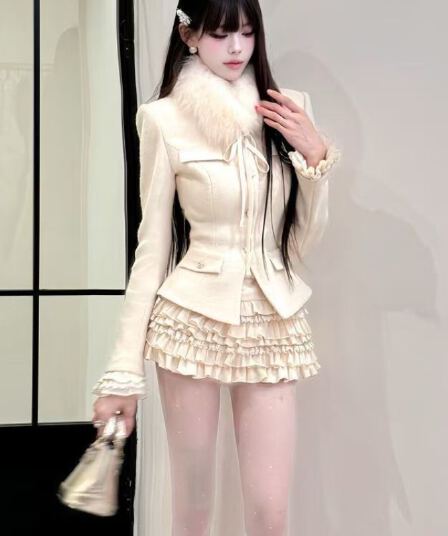 작은 샤넬 스타일 품격 몸매 가꾸기 명문 여성 재킷 케이크 드레스 여성 의류 2025 가을 겨울 새로운 천 골드 핫걸 패션 세트