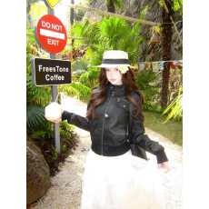 批发美式复古黑色立领机车皮衣外套酷飒风重工拼接罗纹帅气夹克高级感