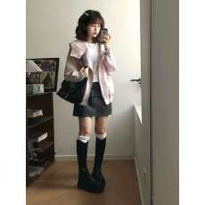 批发甜酷别致连帽<b class='q'>长袖</b><b class='q'>卫衣</b>女春秋季宽松设计感小众气质百搭显瘦外套潮