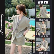 批发盐甜系穿搭百搭时尚西装套装女春秋新款小个子气质显瘦短裙两件套