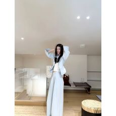 批发韩系小清新女士套装2026年春秋季新款时尚百搭外套+高腰阔腿裤潮