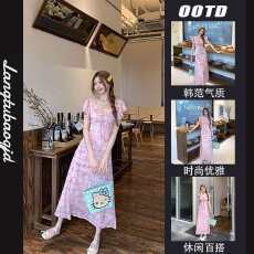 批发2026年春季新款甜美风时尚气质设计感碎花系带<b class='q'>荷叶边</b>A字<b class='q'>连衣裙</b>女