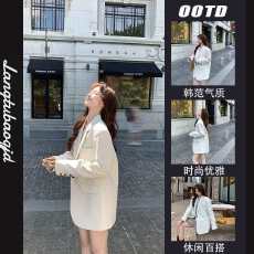 批发白色小个子西装外套女士2026年春秋季韩版宽松气质<b class='q'>休闲</b>廓形西服