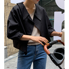批发尺寸已更新 <b class='q'>韩国</b>chic 休闲V领简约百搭宽松风衣斗篷外套