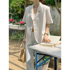 批发尺寸已更新 韩国chic <b class='q'>夏</b>季小众单排扣西装上衣外套