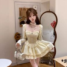 批发纯欲风气质千金感公主连衣裙开衫女装秋冬季新款<b class='q'>时尚</b>甜美套装裙女