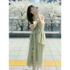 批发森女<b class='q'>清新</b>复古露肩挂脖<b class='q'>连衣裙</b>女学生夏季新款度假风显瘦气质长裙子