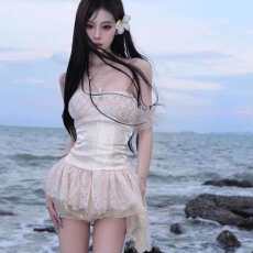 批发生日小礼服裙轻奢小众高端抹胸<b class='q'>连衣裙</b>女度假风性感露肩<b class='q'>蓬蓬</b>短裙子