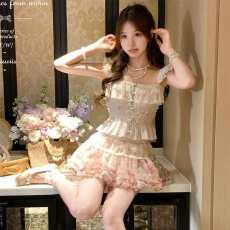批发纯欲芭蕾公主风套装女夏季甜美蕾丝拼接<b class='q'>衬衫</b><b class='q'>碎花</b>蓬蓬蛋糕半身裙子