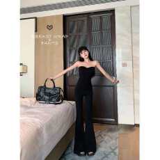 批发辣妹抹胸黑色背心<b class='q'>女</b>2026春夏微喇叭休闲裤拖地<b class='q'>长裤</b>子御姐风两件套
