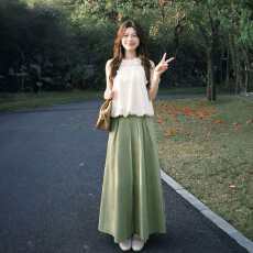 批发韩系清冷温柔淑女穿搭立体花卉挂脖背心高腰显瘦半身裙两件套装女
