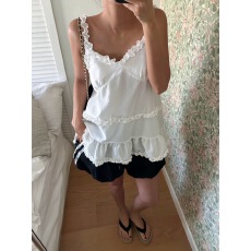 批发韩系花边法式吊带裙纯欲V领外穿背心无袖上衣