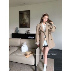 批发双排扣超好看的风衣外套女2026秋季新款拼接格纹设计感中长款大衣