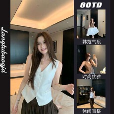 批发2026年<b class='q'>夏</b>季知性老无袖v领背心马甲女收腰修身气质通勤无袖上衣