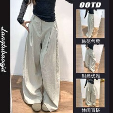 批发卡其灰奶芙西<b class='q'>装</b><b class='q'>裤</b>女2026年<b class='q'>夏季</b>新款宽松显瘦慵懒风直筒休闲<b class='q'>裤</b>子