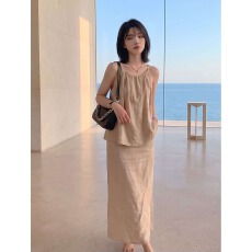 批发简约休闲风无袖上衣+半身裙<b class='q'>套装</b><b class='q'>女</b>2026夏季新款气质松弛感两件套