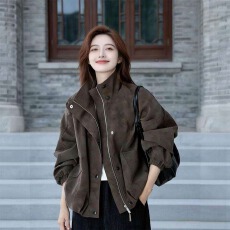 批发美式复古高级感酷飒风PU皮衣外套女2026年<b class='q'>春</b>秋季新款立领百搭夹克