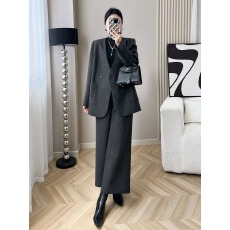 批发秋冬穿搭一整套女新款<b class='q'>西装</b>毛呢外套大衣宽松阔腿裤两件套装