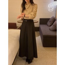 批发韩国chic 法式高腰A字大摆<b class='q'>伞</b><b class='q'>裙</b>通勤后松紧腰半身<b class='q'>裙</b> 配腰带